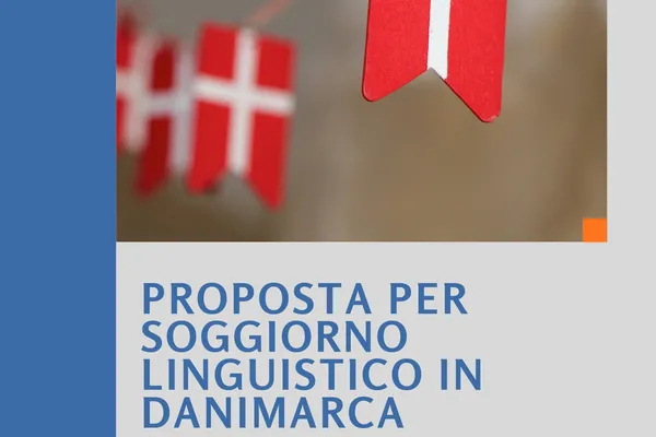 Copertina proposta soggiorno linguistico a Copenaghen con bandierine danesi