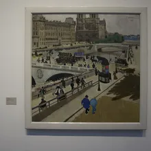 Dipinto di Jens Ferdinand Willumsen di una citta con ponte e cattedrale