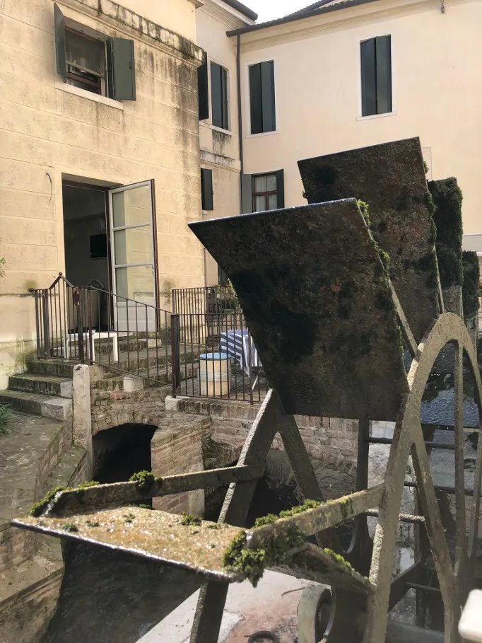 Old watermill wheel in Treviso along the Sile river